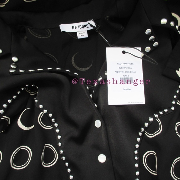 NWT Re/Done Western Yoke Dress Black Cream - Picture 11 of 11